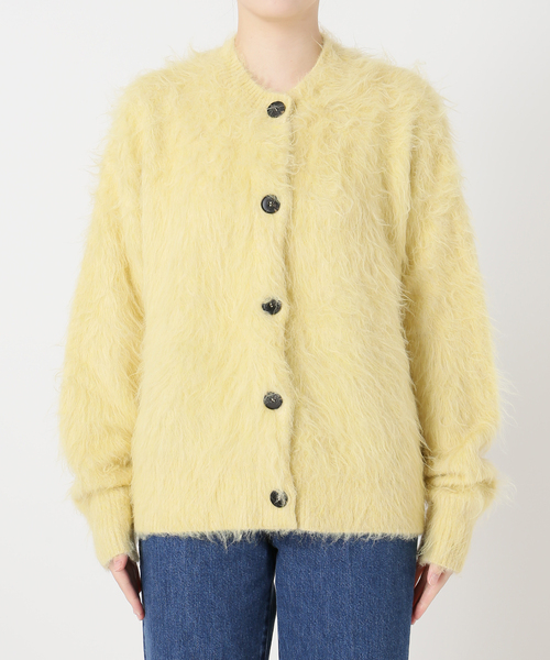 【未使用】【公式売り切れ】ボアニットカーディガン　イエロー セール】シャギーニットカーディガン（カーディガン/ボレロ）｜CLEA