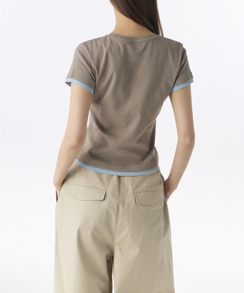 MUSINSA STANDARD WOMAN（ムシンサスタンダードウーマン）の「ウィメンズレイヤードヘムスリムTシャツ[トープ/ライトブルー]（Tシャツ/カットソー・レディース・その他・SMALL/X-SMALL/MEDIUM/LARGE/X-LARGE）」の8枚目の写真