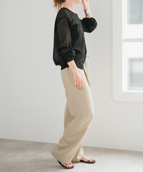 Spick & Span（スピックアンドスパン）の「《新色有り / 追加》ワッシャーサテンイージーパンツ（その他パンツ・レディース・カーキ/ベージュ/チャコールグレー・40/38/36）」の9枚目の写真