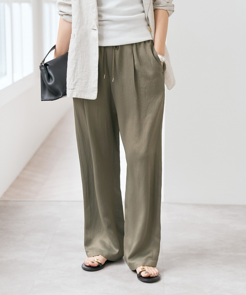 Spick & Span（スピックアンドスパン）の「《新色有り / 追加》ワッシャーサテンイージーパンツ（その他パンツ・レディース・カーキ/ベージュ/チャコールグレー・40/38/36）」の7枚目の写真