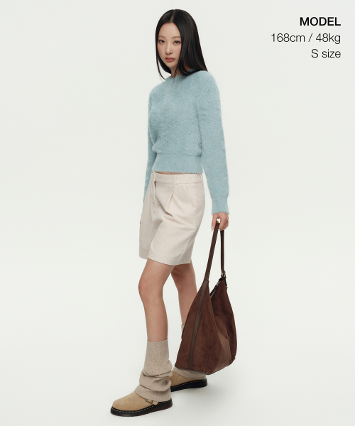 MUSINSA STANDARD WOMAN（ムシンサスタンダードウーマン）の「ウィメンズファジークルーネックニット[パステルブルー]（ニット/セーター・レディース・その他・LARGE/MEDIUM/SMALL/X-SMALL）」の2枚目の写真