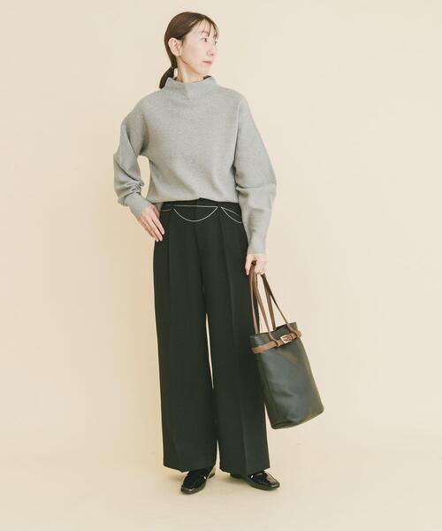 ITEMS URBANRESEARCH（アイテムズ アーバンリサーチ）の「『イージーケア/静電気防止』ボトルネックニットプルオーバー(楽着シリーズ)（ニット/セーター・レディース・グレー/オフホワイト/ミント・FREE）」の9枚目の写真