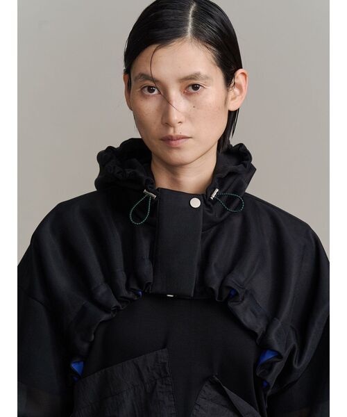 UN3D.（アンスリード）の「SPONGY SHEER SHORT BLOUSON / スポンジシアーショートブルゾン（ブルゾン・レディース・ブラック/ベージュ・FREE）」の6枚目の写真