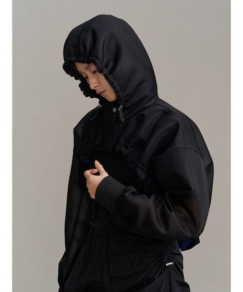 UN3D.（アンスリード）の「SPONGY SHEER SHORT BLOUSON / スポンジシアーショートブルゾン（ブルゾン・レディース・ブラック/ベージュ・FREE）」の3枚目の写真