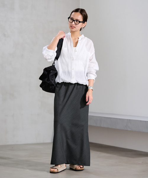 FRAMeWORK(フレームワーク)の「TWストライプバイアススカート(スカート・レディース・チャコールグレー/ネイビー・36/38)」の3枚目の写真