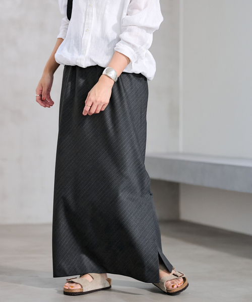 FRAMeWORK(フレームワーク)の「TWストライプバイアススカート(スカート・レディース・チャコールグレー/ネイビー・36/38)」の8枚目の写真