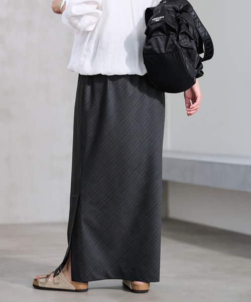 FRAMeWORK(フレームワーク)の「TWストライプバイアススカート(スカート・レディース・チャコールグレー/ネイビー・36/38)」の10枚目の写真