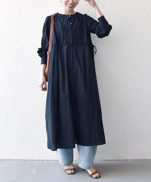 SHIPS any:〈洗濯機可能〉キャンブリック Aライン フリル シャツ