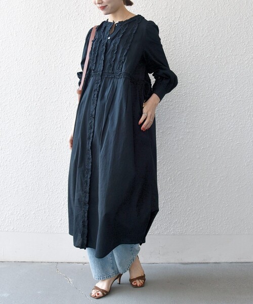 SHIPS any:〈洗濯機可能〉キャンブリック Aライン フリル シャツ