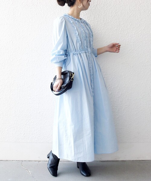 SHIPS any:〈洗濯機可能〉キャンブリック Aライン フリル シャツ