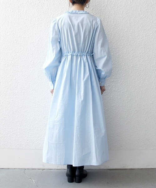 SHIPS any(シップス エニィ)の「SHIPS any:〈洗濯機可能〉キャンブリック Aライン フリル シャツ ワンピース(ワンピース・レディース・ライトブルー/ブラック・ONE SIZE)」の14枚目の写真