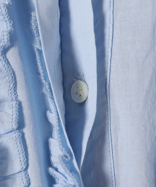 SHIPS any(シップス エニィ)の「SHIPS any:〈洗濯機可能〉キャンブリック Aライン フリル シャツ ワンピース(ワンピース・レディース・ライトブルー/ブラック・ONE SIZE)」の20枚目の写真