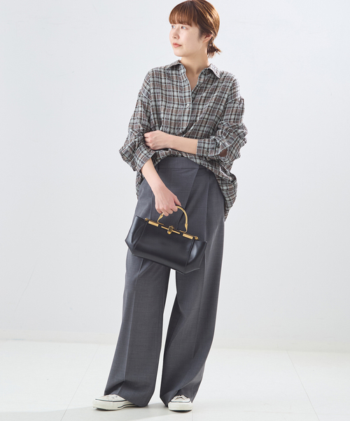 journal standard L'essage（ジャーナルスタンダードレサージュ）の「チェックカシュクールシャツ（シャツ/ブラウス・レディース・サックスブルー/ブラウン/オレンジ・FREE）」の4枚目の写真