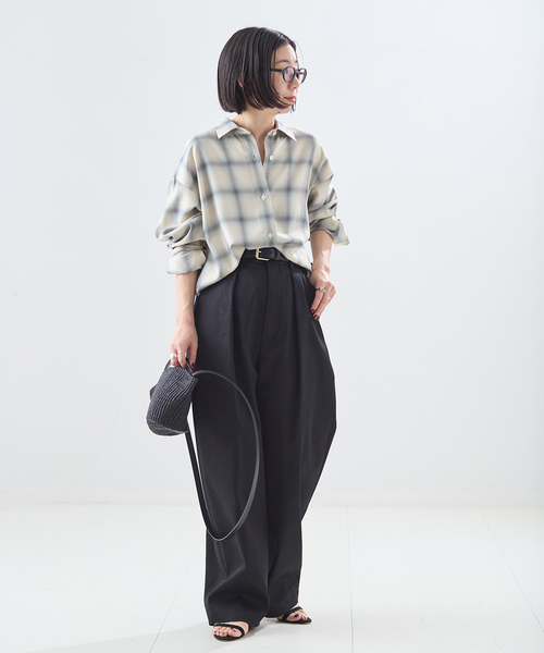 journal standard L'essage（ジャーナルスタンダードレサージュ）の「チェックカシュクールシャツ（シャツ/ブラウス・レディース・サックスブルー/ブラウン/オレンジ・FREE）」の8枚目の写真