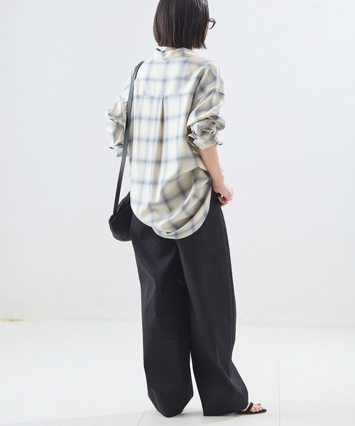 journal standard L'essage（ジャーナルスタンダードレサージュ）の「チェックカシュクールシャツ（シャツ/ブラウス・レディース・サックスブルー/ブラウン/オレンジ・FREE）」の10枚目の写真