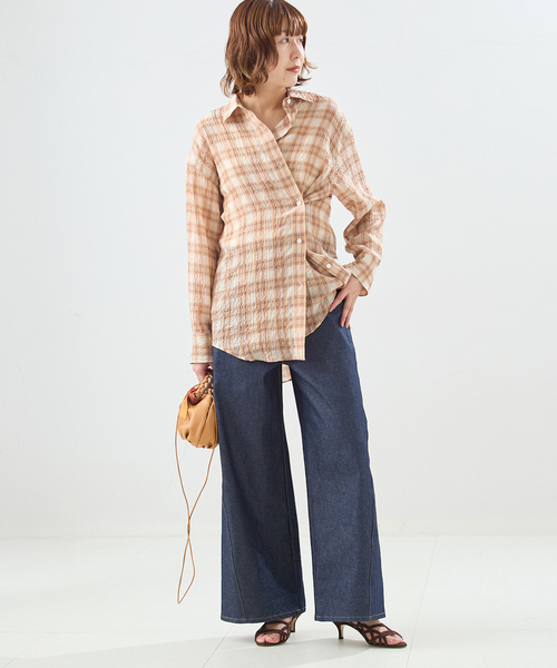 journal standard L'essage（ジャーナルスタンダードレサージュ）の「チェックカシュクールシャツ（シャツ/ブラウス・レディース・サックスブルー/ブラウン/オレンジ・FREE）」の14枚目の写真