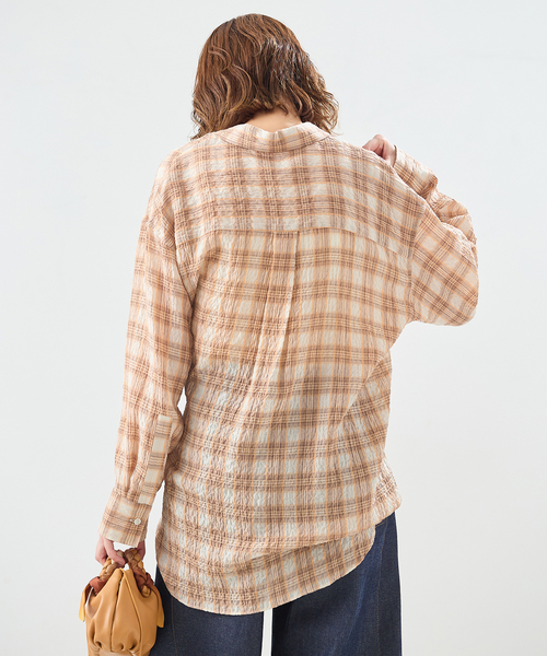 journal standard L'essage（ジャーナルスタンダードレサージュ）の「チェックカシュクールシャツ（シャツ/ブラウス・レディース・サックスブルー/ブラウン/オレンジ・FREE）」の18枚目の写真