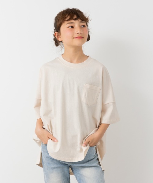 JAM & LINK（ジャムアンドリンク）の「綿100％ ビッグシルエット 無地Tシャツ（Tシャツ/カットソー・キッズ・ブラウン/クリーム/ブラック/グレイッシュブルー/パープル/ミント/チャコール/ワインレッド・130cm/120cm/110cm/160cm/150cm/140cm/100cm）」の4枚目の写真