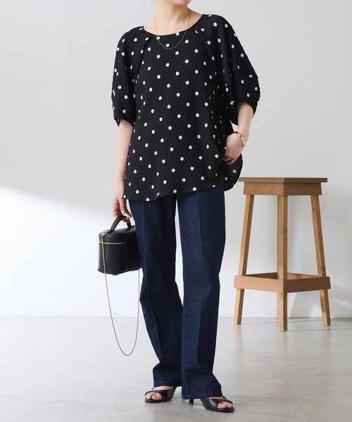 COLLAGE GALLARDAGALANTE(コラージュガリャルダガランテ)の「ポコポコランタンブラウス(シャツ/ブラウス・レディース・ブラック/オレンジ・FREE)」の3枚目の写真