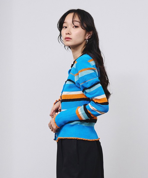 ROSE BUD(ローズバッド)の「BORDER KNIT CARDIGAN(カーディガン/ボレロ・レディース・ピンク/ブルー・ONE SIZE)」の16枚目の写真