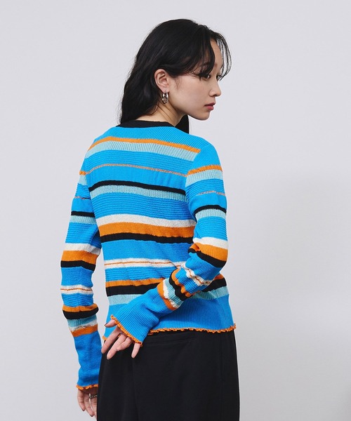 ROSE BUD(ローズバッド)の「BORDER KNIT CARDIGAN(カーディガン/ボレロ・レディース・ピンク/ブルー・ONE SIZE)」の17枚目の写真