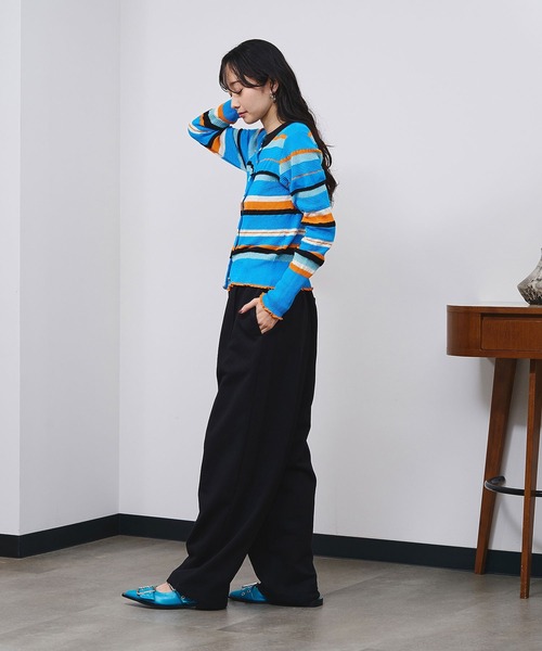 ROSE BUD(ローズバッド)の「BORDER KNIT CARDIGAN(カーディガン/ボレロ・レディース・ピンク/ブルー・ONE SIZE)」の19枚目の写真