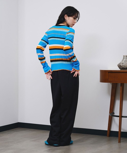 ROSE BUD(ローズバッド)の「BORDER KNIT CARDIGAN(カーディガン/ボレロ・レディース・ピンク/ブルー・ONE SIZE)」の20枚目の写真