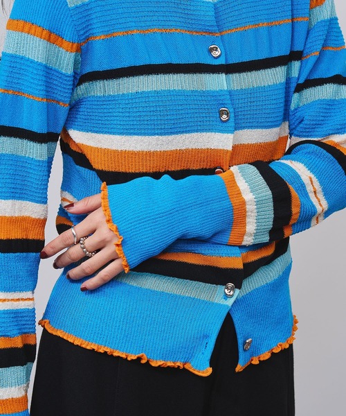 ROSE BUD(ローズバッド)の「BORDER KNIT CARDIGAN(カーディガン/ボレロ・レディース・ピンク/ブルー・ONE SIZE)」の21枚目の写真