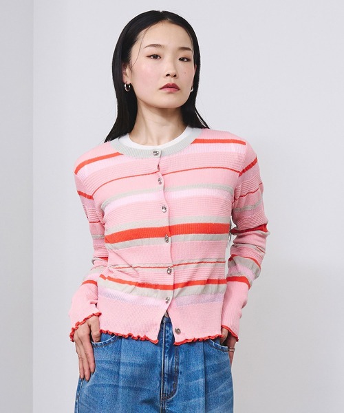 ROSE BUD(ローズバッド)の「BORDER KNIT CARDIGAN(カーディガン/ボレロ・レディース・ピンク/ブルー・ONE SIZE)」の13枚目の写真