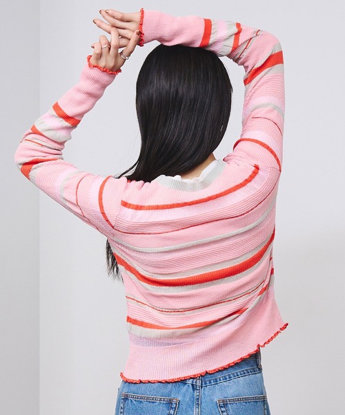 ROSE BUD(ローズバッド)の「BORDER KNIT CARDIGAN(カーディガン/ボレロ・レディース・ピンク/ブルー・ONE SIZE)」の15枚目の写真
