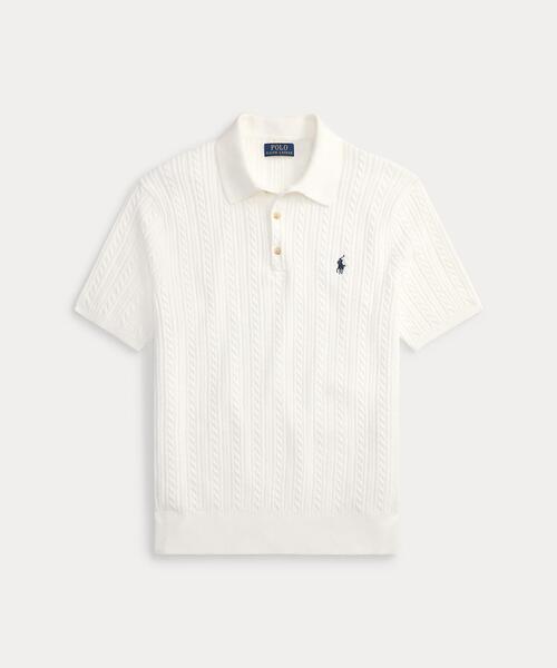 POLO RALPH LAUREN(ポロ ラルフ ローレン)の「ケーブルニット コットン ポロカラー セーター(ニット/セーター・メンズ・ホワイト・S/M/L/XS/XL)」の7枚目の写真