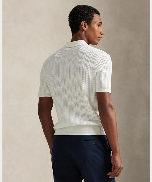 POLO RALPH LAUREN(ポロ ラルフ ローレン)の「ケーブルニット コットン ポロカラー セーター(ニット/セーター・メンズ・ホワイト・S/M/L/XS/XL)」の5枚目の写真