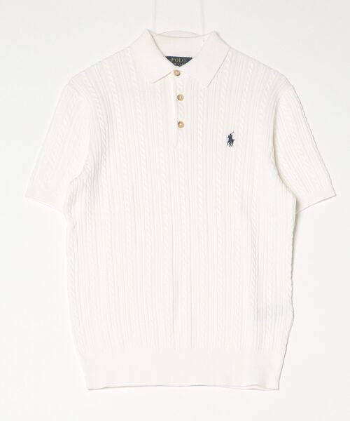 POLO RALPH LAUREN(ポロ ラルフ ローレン)の「ケーブルニット コットン ポロカラー セーター(ニット/セーター・メンズ・ホワイト・S/M/L/XS/XL)」の3枚目の写真