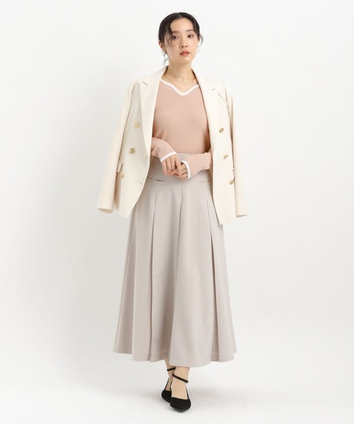 Andemiu(アンデミュウ)の「デザインネックリブニット639467(ニット/セーター・レディース・オフホワイト/ネイビー/コーラル/ブラック×ホワイト・FREE)」の17枚目の写真