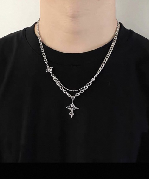 ARULE(アルール)の「『ARULE/アルール』 Double Cross Chain Necklace/ダブルクロスチェーンネックレス(ネックレス・メンズ・シルバー・FREE)」の10枚目の写真