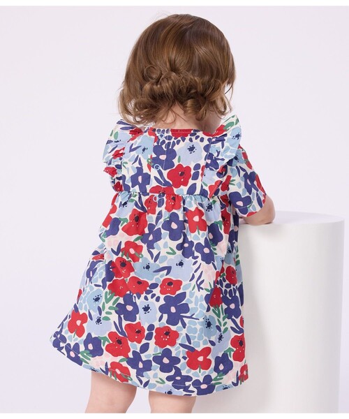 PETIT BATEAU（プチバトー）の「フラワープリントワンピース＆ブルマセット（ワンピース・キッズ・ホワイト系その他・12MONTH/18MONTH/24MONTH/36MONTH）」の2枚目の写真