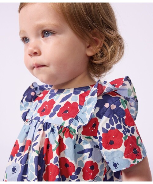 PETIT BATEAU（プチバトー）の「フラワープリントワンピース＆ブルマセット（ワンピース・キッズ・ホワイト系その他・12MONTH/18MONTH/24MONTH/36MONTH）」の3枚目の写真