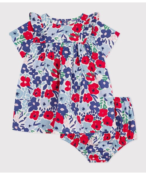 PETIT BATEAU（プチバトー）の「フラワープリントワンピース＆ブルマセット（ワンピース・キッズ・ホワイト系その他・12MONTH/18MONTH/24MONTH/36MONTH）」の4枚目の写真