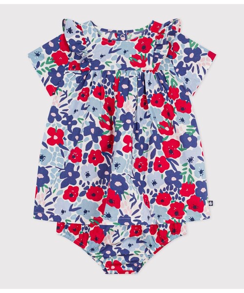 PETIT BATEAU（プチバトー）の「フラワープリントワンピース＆ブルマセット（ワンピース・キッズ・ホワイト系その他・12MONTH/18MONTH/24MONTH/36MONTH）」の6枚目の写真