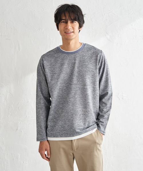 ikka（イッカ）の「【雑誌MonoMax4月号掲載】速乾ピケレイヤードロンT「小泉孝太郎さん着用モデル」（Tシャツ/カットソー・メンズ・ピンク/グリーン/ブラック/グレー/ベージュ/ネイビー・L/M/XL/S）」の5枚目の写真