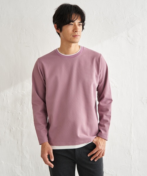 ikka（イッカ）の「【雑誌MonoMax4月号掲載】速乾ピケレイヤードロンT「小泉孝太郎さん着用モデル」（Tシャツ/カットソー・メンズ・ピンク/グリーン/ブラック/グレー/ベージュ/ネイビー・L/M/XL/S）」の6枚目の写真