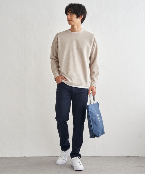 ikka（イッカ）の「【雑誌MonoMax4月号掲載】速乾ピケレイヤードロンT「小泉孝太郎さん着用モデル」（Tシャツ/カットソー・メンズ・ピンク/グリーン/ブラック/グレー/ベージュ/ネイビー・L/M/XL/S）」の16枚目の写真