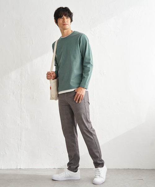 ikka（イッカ）の「【雑誌MonoMax4月号掲載】速乾ピケレイヤードロンT「小泉孝太郎さん着用モデル」（Tシャツ/カットソー・メンズ・ピンク/グリーン/ブラック/グレー/ベージュ/ネイビー・L/M/XL/S）」の19枚目の写真