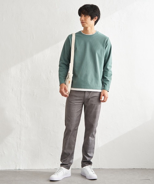 ikka（イッカ）の「【雑誌MonoMax4月号掲載】速乾ピケレイヤードロンT「小泉孝太郎さん着用モデル」（Tシャツ/カットソー・メンズ・ピンク/グリーン/ブラック/グレー/ベージュ/ネイビー・L/M/XL/S）」の20枚目の写真