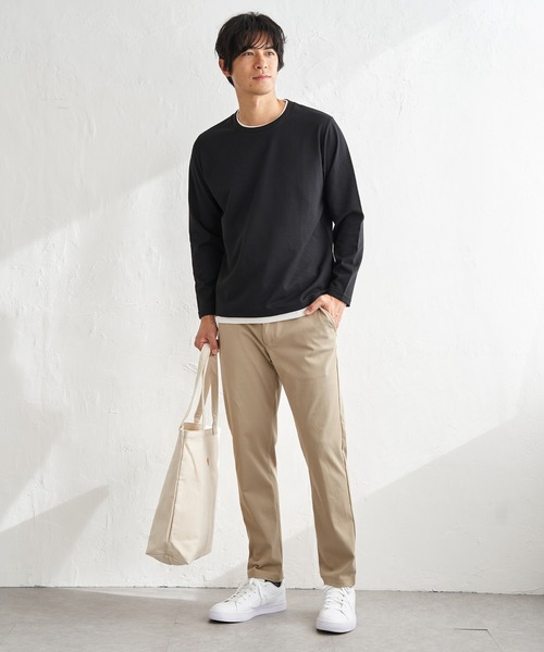 ikka（イッカ）の「【雑誌MonoMax4月号掲載】速乾ピケレイヤードロンT「小泉孝太郎さん着用モデル」（Tシャツ/カットソー・メンズ・ピンク/グリーン/ブラック/グレー/ベージュ/ネイビー・L/M/XL/S）」の8枚目の写真