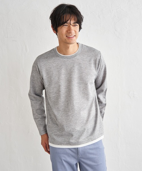 ikka（イッカ）の「【雑誌MonoMax4月号掲載】速乾ピケレイヤードロンT「小泉孝太郎さん着用モデル」（Tシャツ/カットソー・メンズ・ピンク/グリーン/ブラック/グレー/ベージュ/ネイビー・L/M/XL/S）」の10枚目の写真