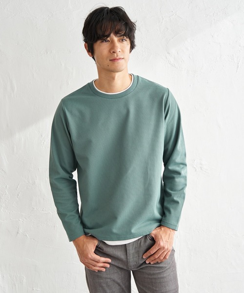 ikka（イッカ）の「【雑誌MonoMax4月号掲載】速乾ピケレイヤードロンT「小泉孝太郎さん着用モデル」（Tシャツ/カットソー・メンズ・ピンク/グリーン/ブラック/グレー/ベージュ/ネイビー・L/M/XL/S）」の17枚目の写真