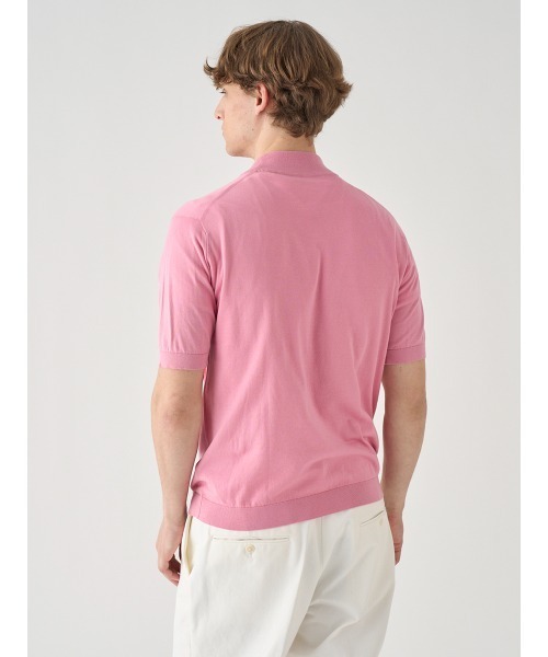JOHN SMEDLEY(ジョンスメドレー)の「モックネック半袖コットンニットTシャツ(ニット/セーター・メンズ・ピンク系1・S/M/L)」の6枚目の写真