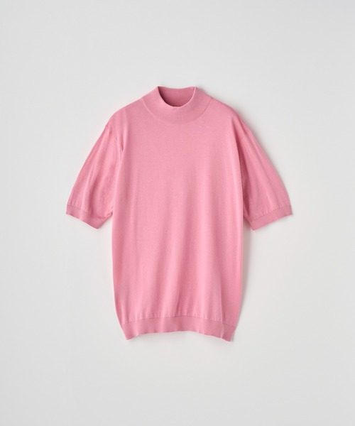 JOHN SMEDLEY(ジョンスメドレー)の「モックネック半袖コットンニットTシャツ(ニット/セーター・メンズ・ピンク系1・S/M/L)」の2枚目の写真