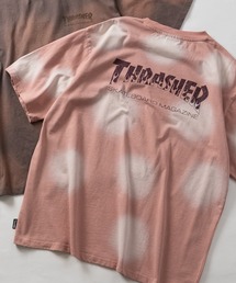 【at】〔THRASHER/スラッシャー〕スプレーフェード加工 ヴィンテージライク半袖Tシャツ ショート丈あり